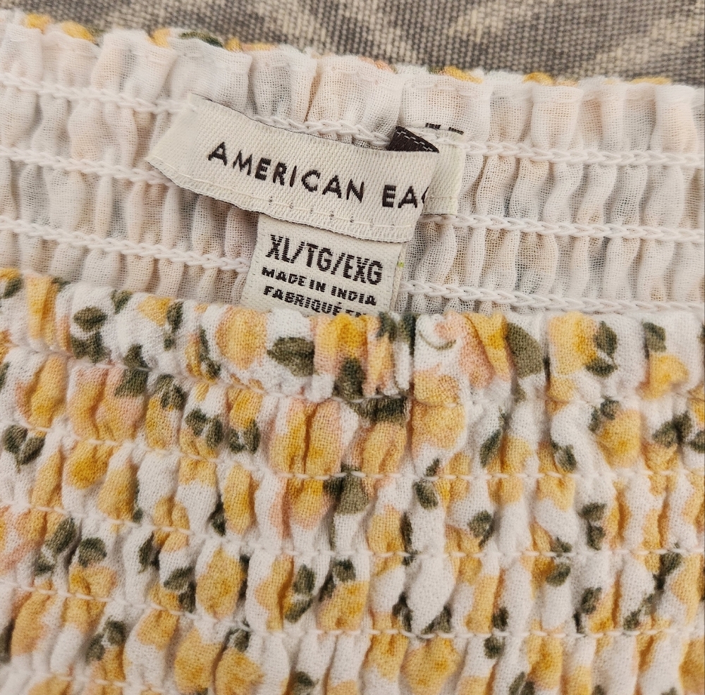 AE Yellow Floral Ruffle Mini Dress Yellow-White Color Size XL Spring Women - Picture 3 of 11